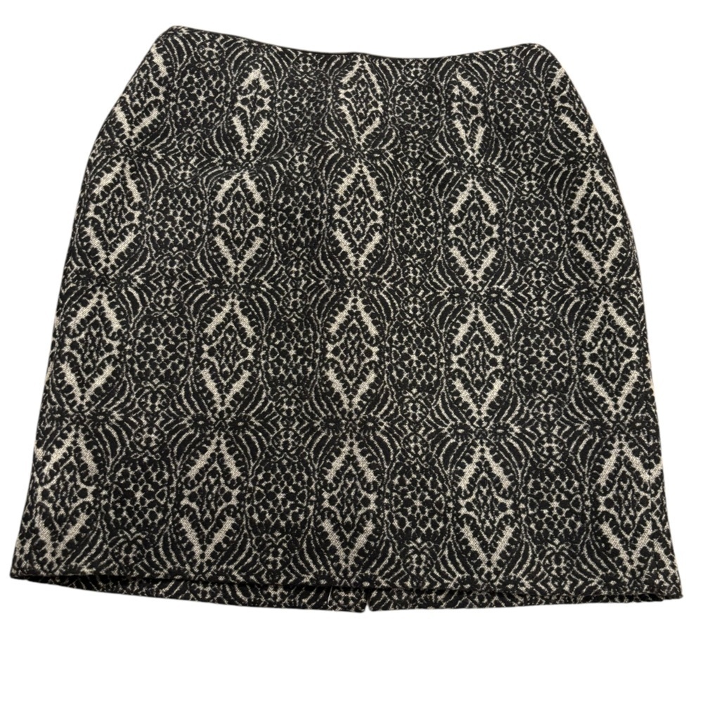 NWT Talbots Black Grey Paisley Pencil Mini Skirt Lined Size 14 WP